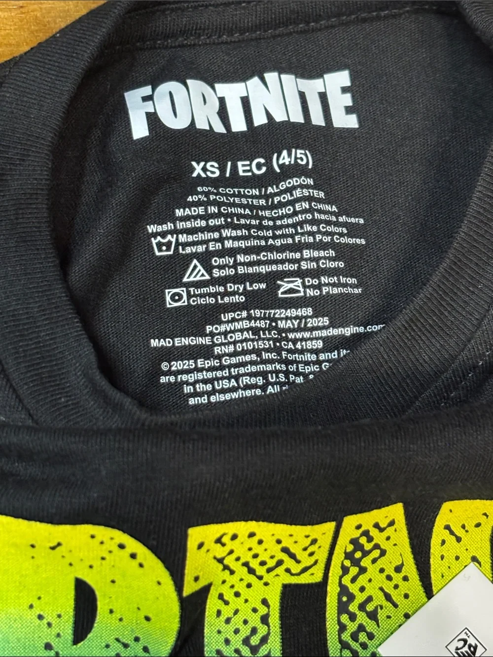 Fortnite Boys' Black Graphic Tee Size XS 4/5